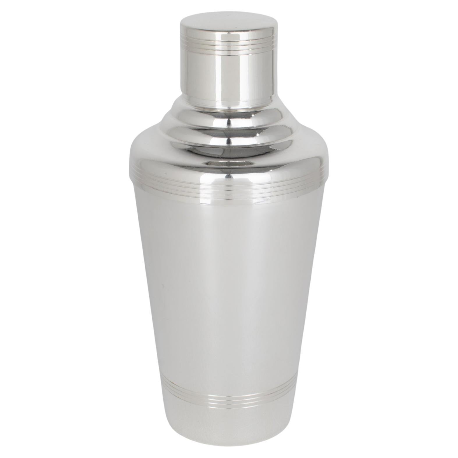 Art Deco Silver Plate Cocktail Shaker by Silversmith Stassart, Paris 1940s For Sale