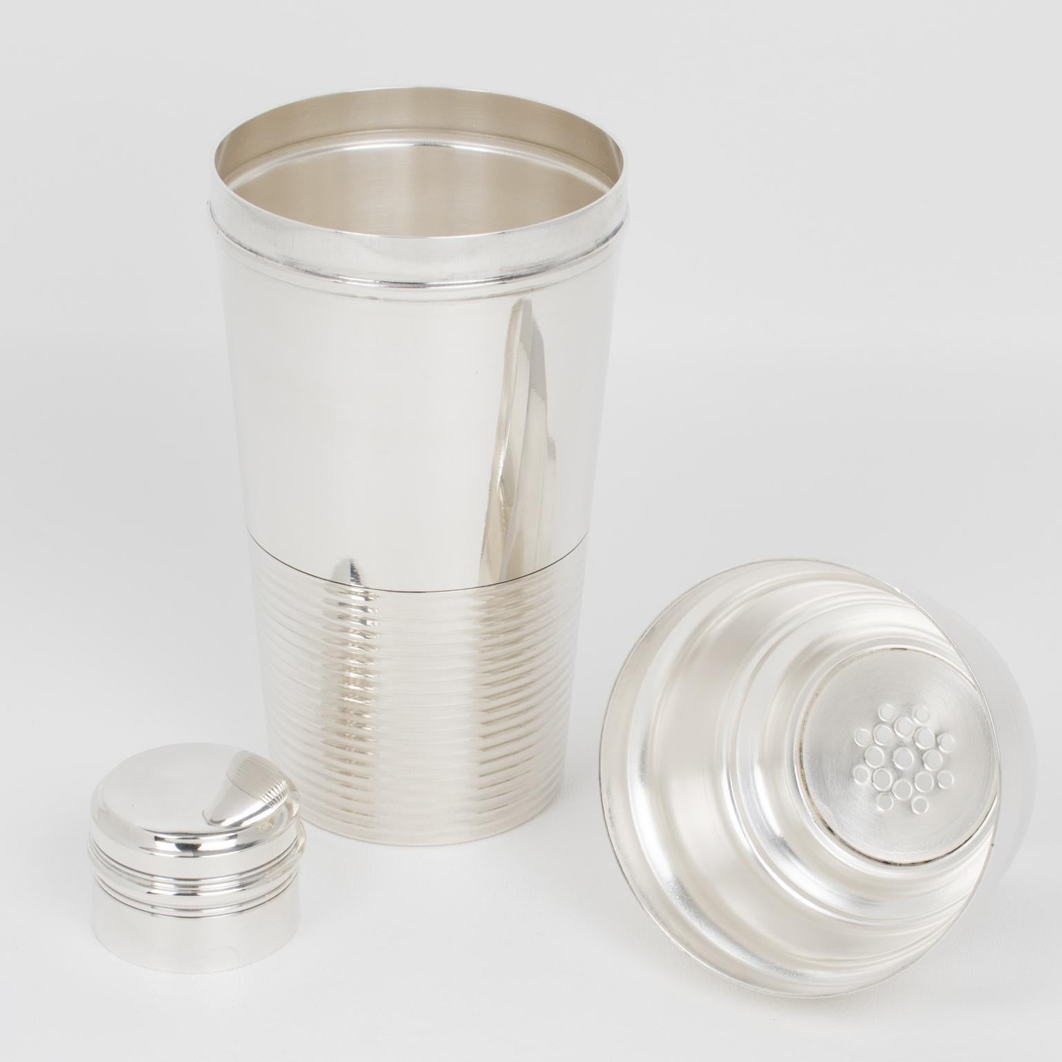 French Art Deco Silver Plate Cocktail Shaker by SPO Paris, 1940s For Sale