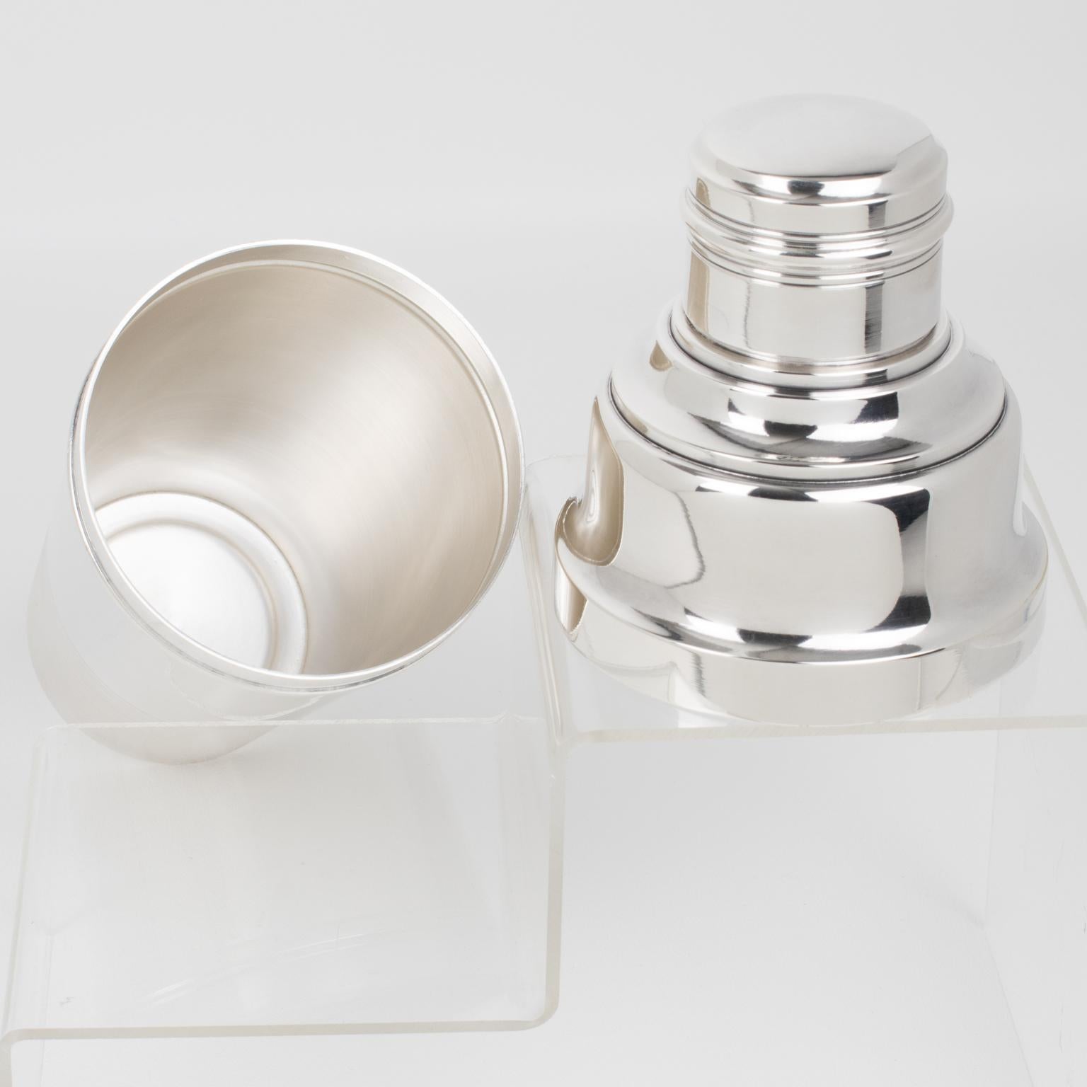 Mid-20th Century Art Deco Silver Plate Cocktail Shaker by SPO Paris, 1940s For Sale