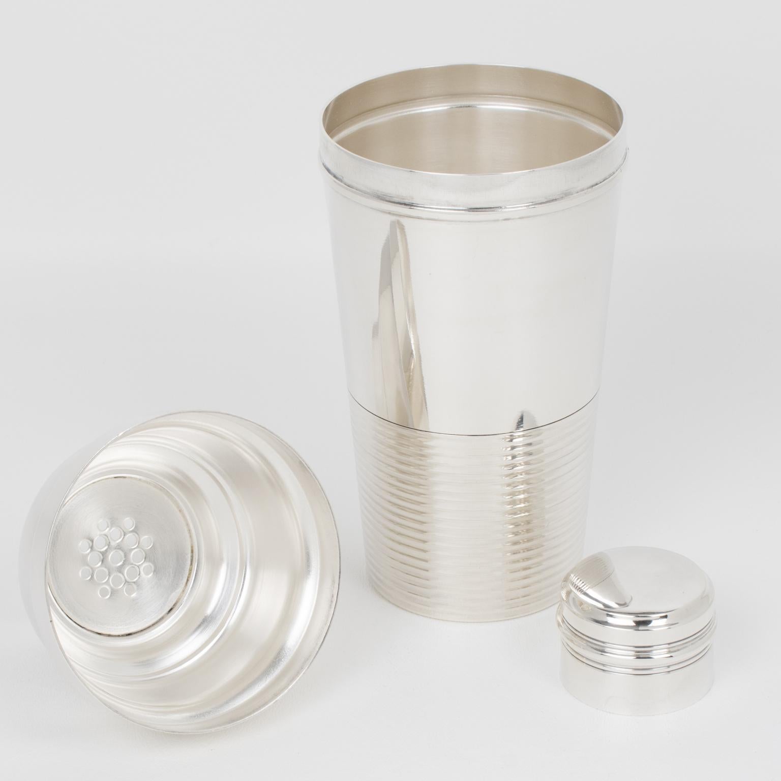 Art Deco Silver Plate Cocktail Shaker by SPO Paris, 1940s For Sale 1