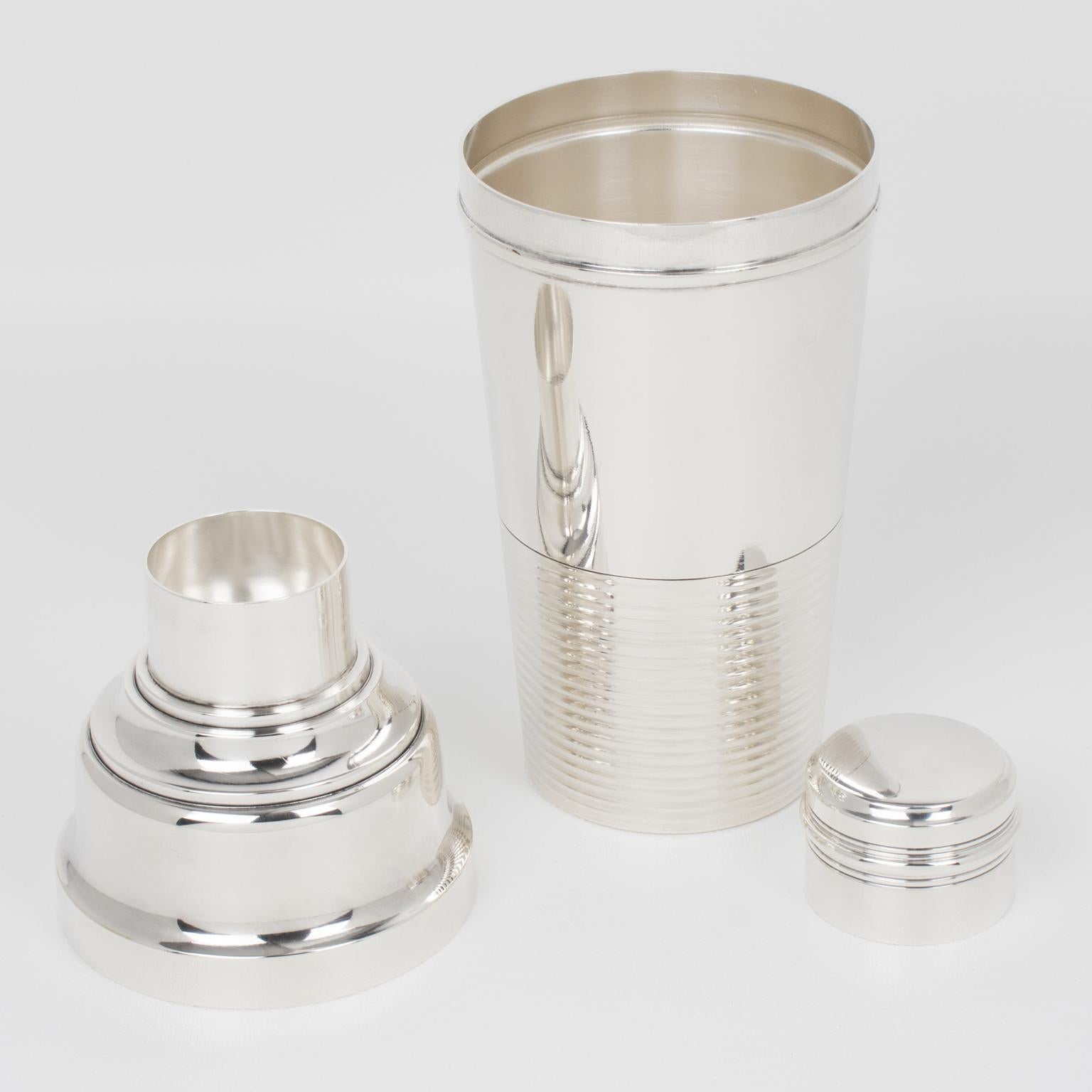 Art Deco Silver Plate Cocktail Shaker by SPO Paris, 1940s For Sale 2