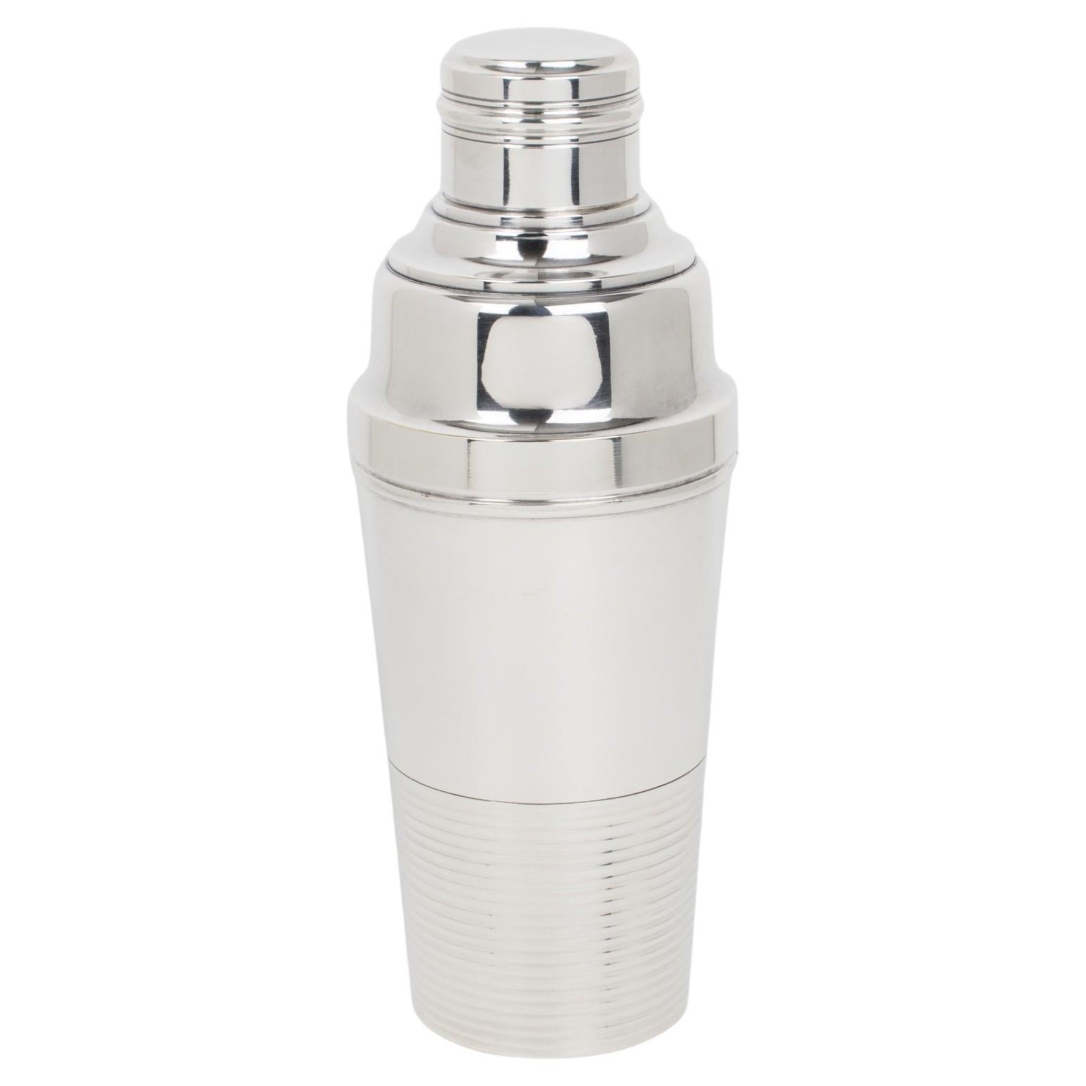 Shaker da cocktail in argento Art Deco di SPO Paris, anni '40