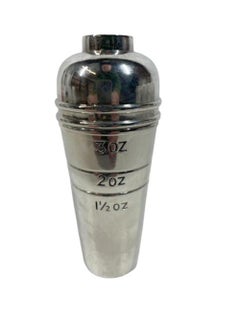 Art Deco Silver Plate Cocktail Shaker Shaped Spirit Measure, Set of Picks Inside
