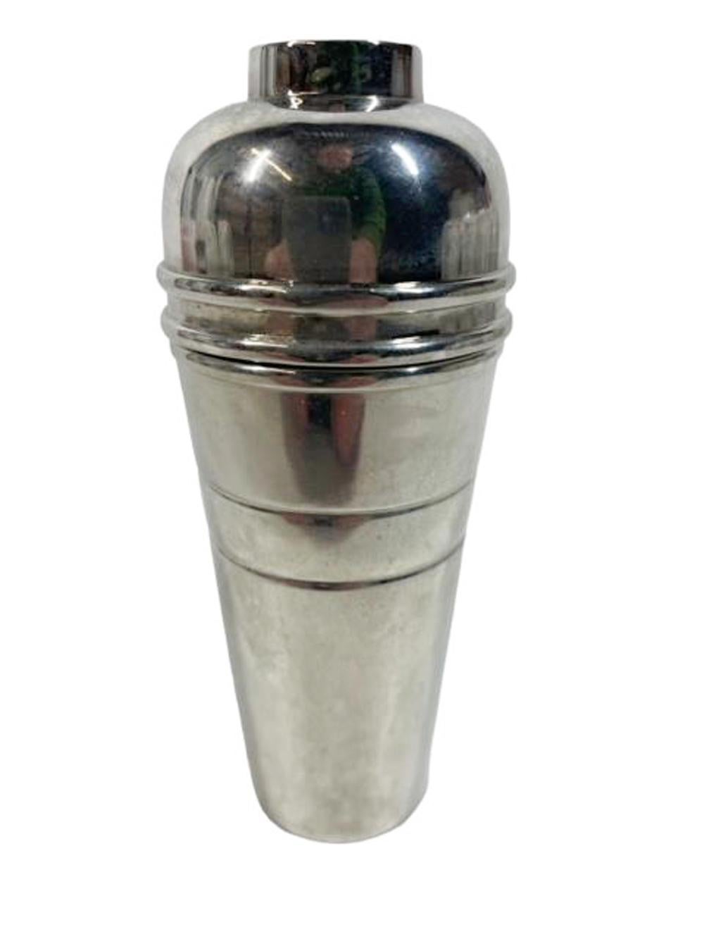 English Art Deco Silver Plate Cocktail Shaker Shaped Spirit Measure, Set of Picks Inside For Sale