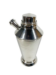 Art Deco Silver Plate Cocktail Shaker with Center Pour and Side Spout Lid
