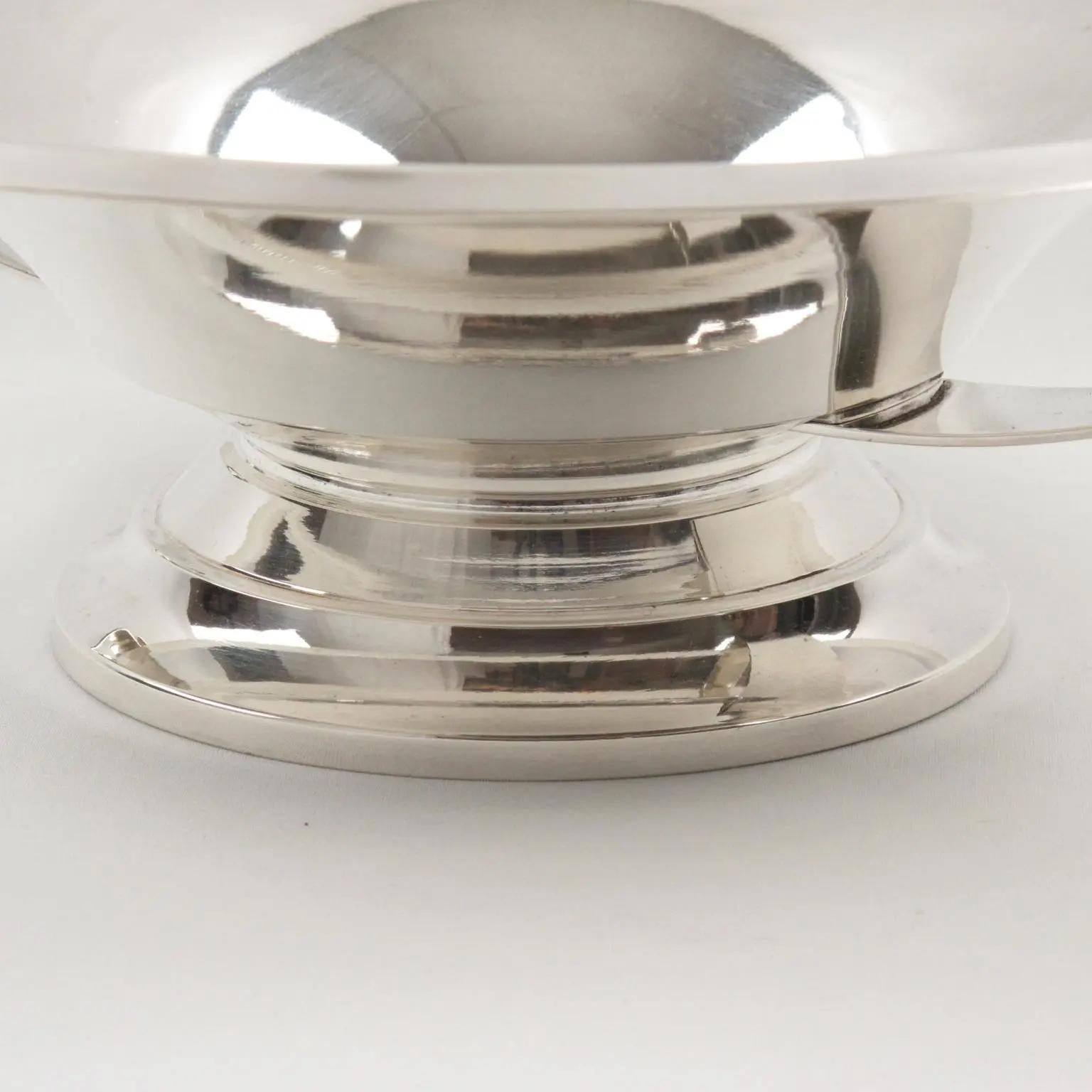 Art Deco Silver Plate Decorative Bowl Centerpiece, France 1930s For Sale 1