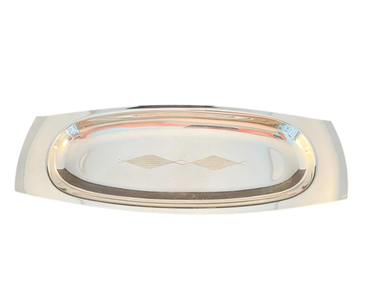Art Deco Silver Plate Hors D' Oeuvres Tray In Good Condition For Sale In Nantucket, MA