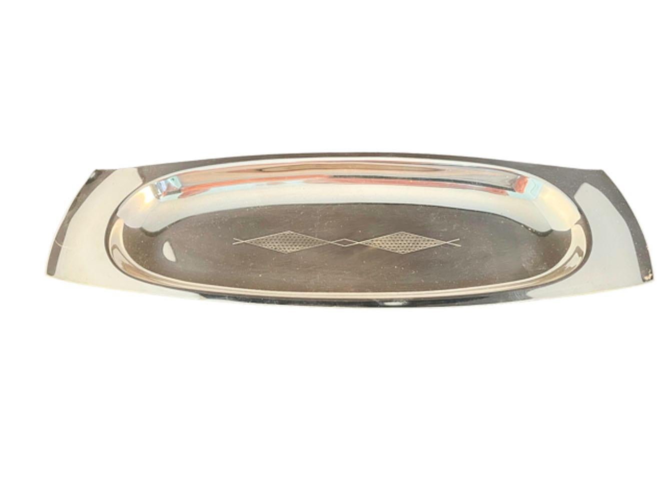 Art Deco Silver Plate Hors D' Oeuvres Tray For Sale 4