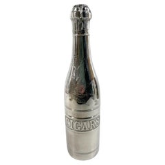 Antique Art Deco Silver Plate Humidor by Pairpoint in the Form of a Champagne Bottle