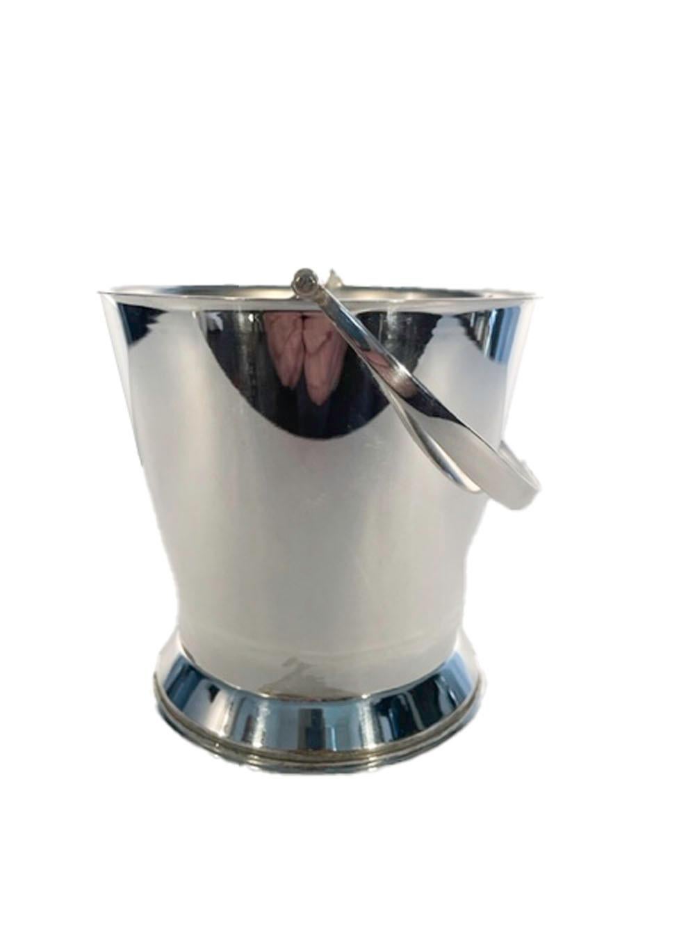 English Art Deco Silver Plate Ice Bucket of Pail Form with Strainer by Yeoman