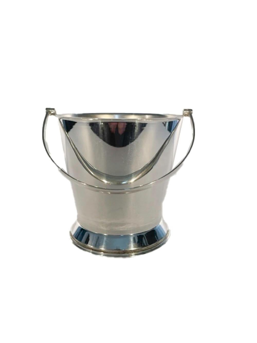 Art Deco Silver Plate Ice Bucket of Pail Form with Strainer by Yeoman In Good Condition In Nantucket, MA