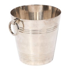 brass ice design plate Art Deco Silver Plate Ice Bucket with Loop Handles and Banded Detailing