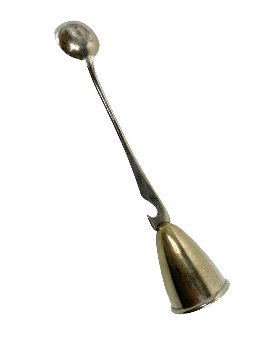 Art Deco Silver Plate Jigger, Bottle Opener, Stir Spoon Combination Bar Tool In Good Condition For Sale In Chapel Hill, NC