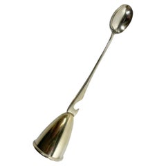Used Art Deco Silver Plate Jigger, Bottle Opener, Stir Spoon Combination Bar Tool 