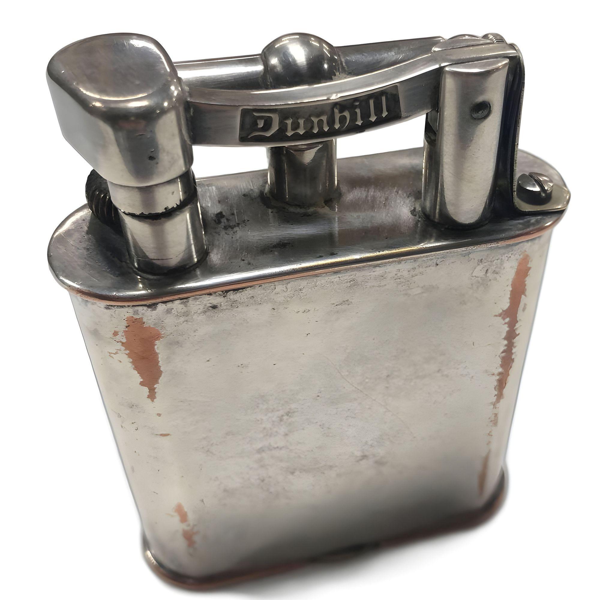 English Art Deco Silver Plate Lift Arm Table Lighter by Dunhill