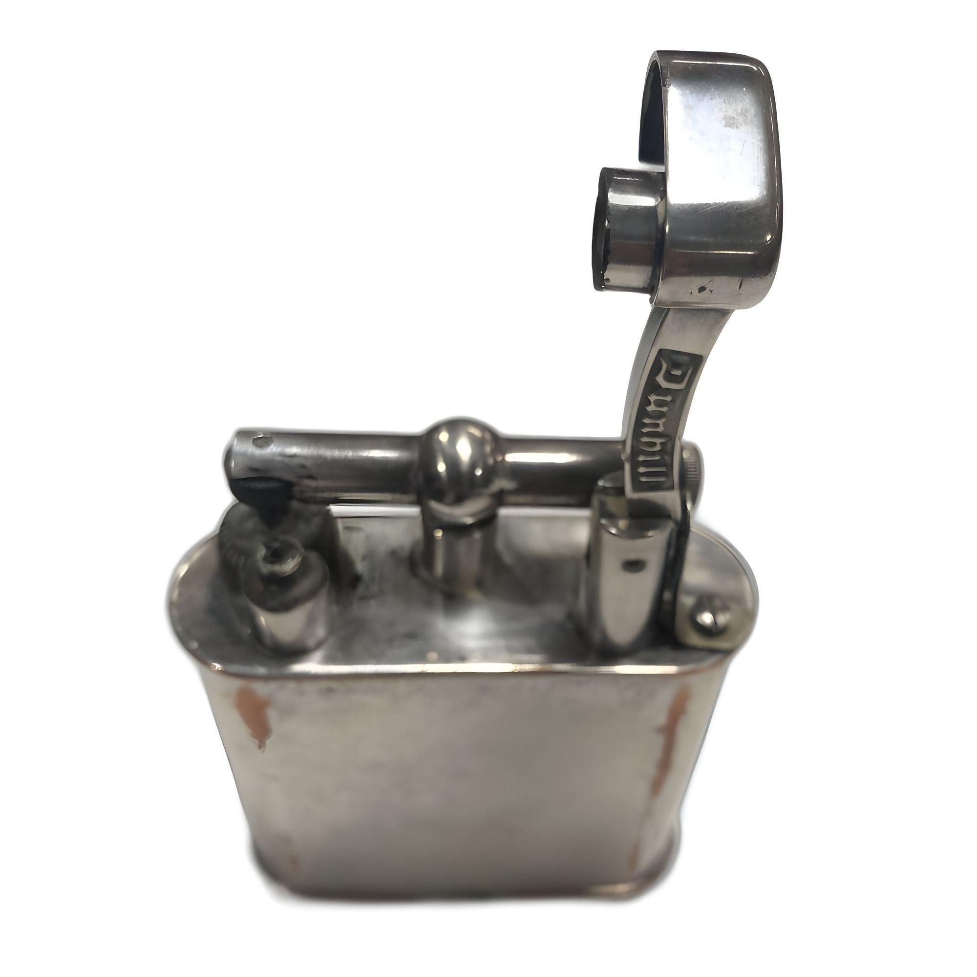 Art Deco Silver Plate Lift Arm Table Lighter by Dunhill In Excellent Condition In Van Nuys, CA