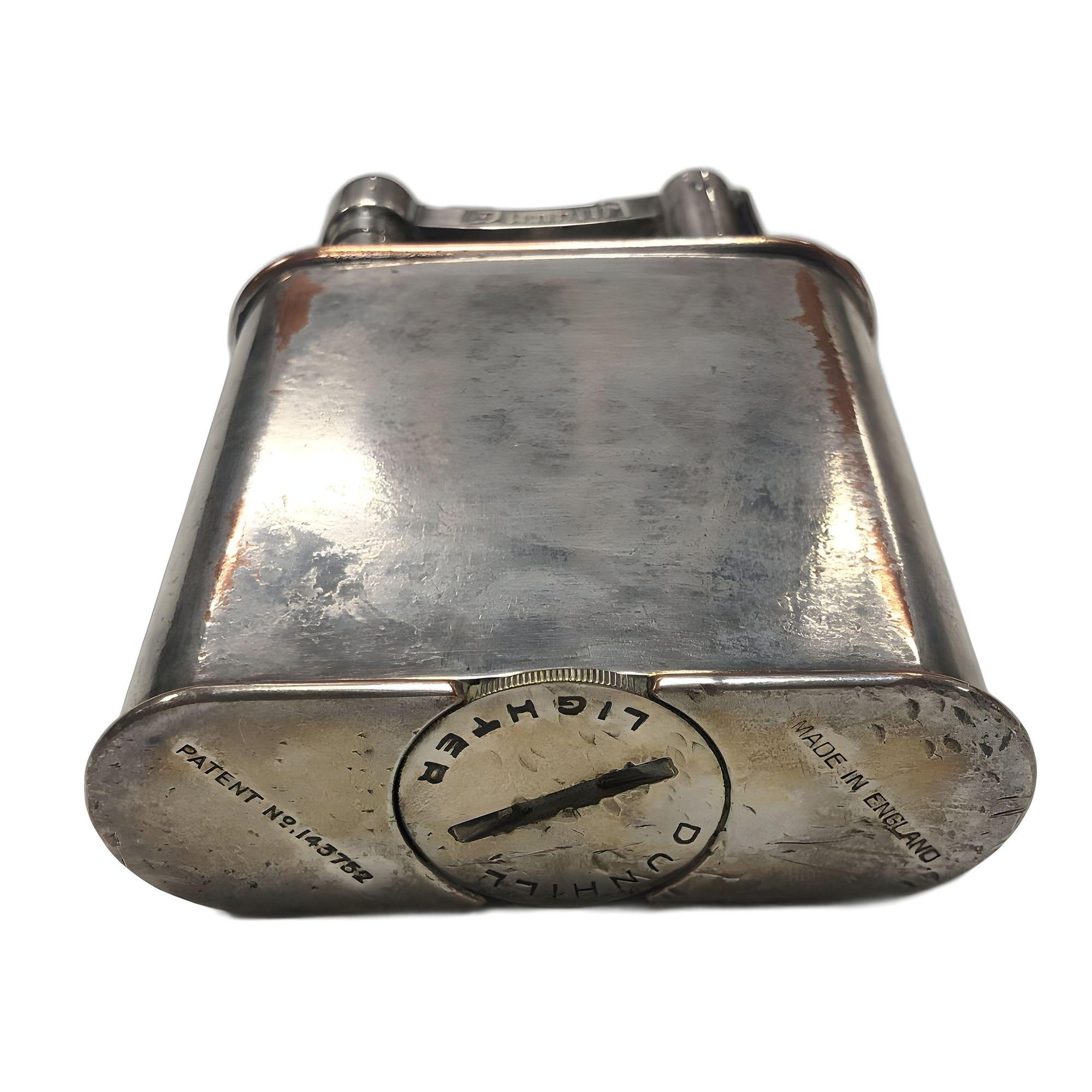 Mid-20th Century Art Deco Silver Plate Lift Arm Table Lighter by Dunhill