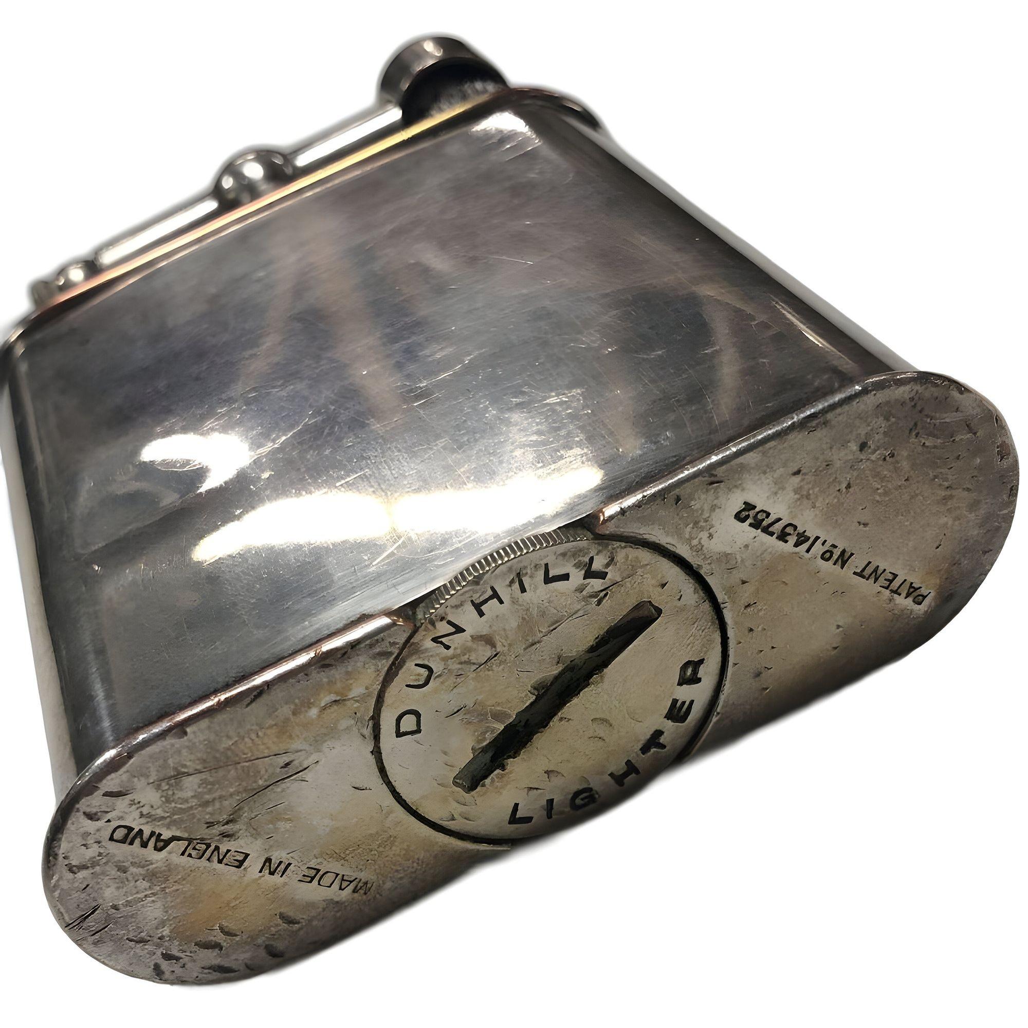 Sterling Silver Art Deco Silver Plate Lift Arm Table Lighter by Dunhill