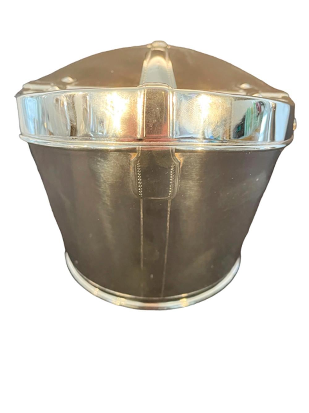 English Art Deco Silver Plate Novelty Biscuit Box in the Form of a Victorian Top Hat Box For Sale