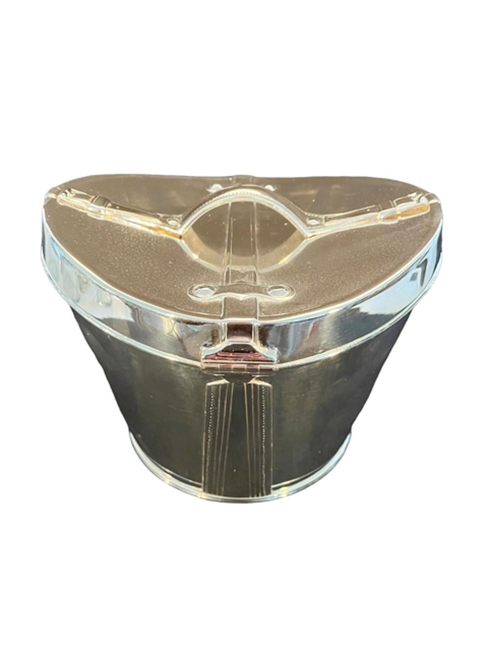 Art Deco Silver Plate Novelty Biscuit Box in the Form of a Victorian Top Hat Box For Sale 1