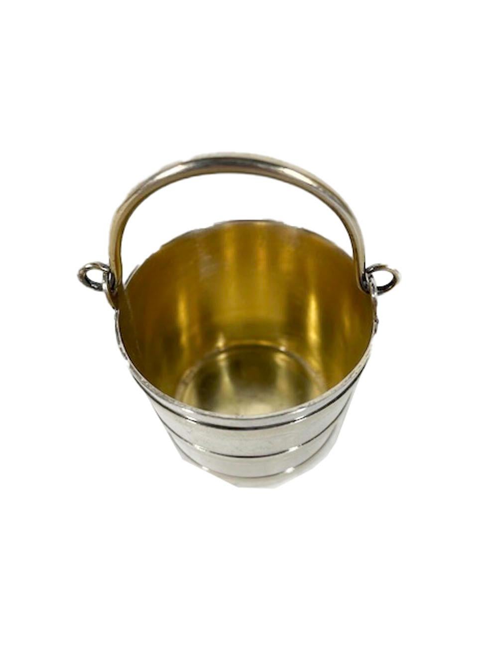 Art Deco Silver Plate Pail-Form Jigger by Martin, Hall & Co. with Gold Wash In Good Condition In Nantucket, MA
