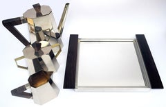 Juego de café Art Déco de plata y palisandro francés, circa 1930