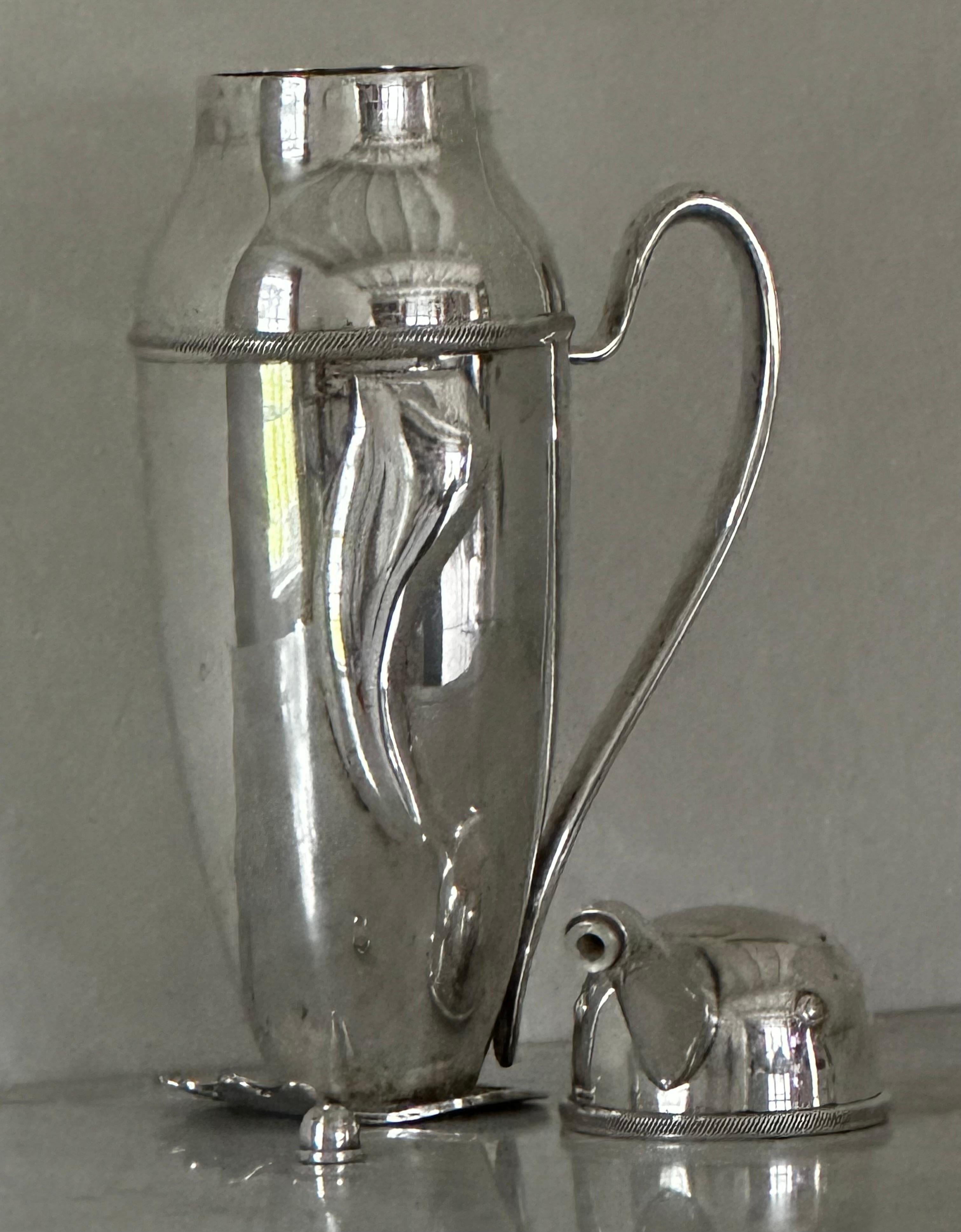 Art Deco Silver Plate Penguin Cocktail Shaker Pitcher For Sale 3