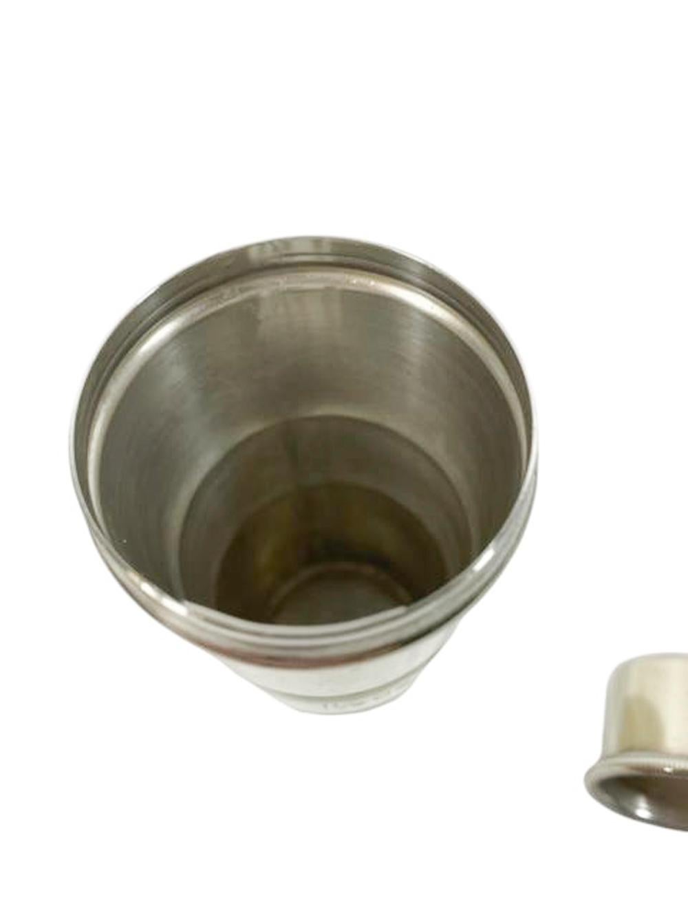 Art Deco Silver Plate PH Vogel Cocktail Shaker Form Spirit Measure w/ Funnel Top For Sale 2