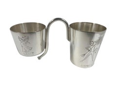 Art Deco Silver Plate "Sinner and Saint" Double Spirit Measure by Napier