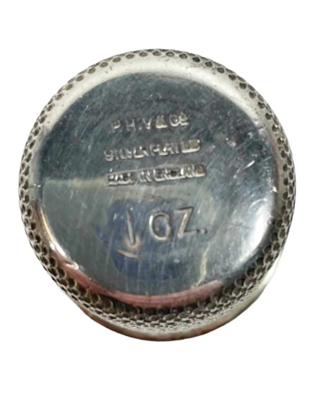 Versilberter Art-Déco- Spirit Measure von P.H. Vogel „JUST A THIMBLEFUL“ (Versilberung) im Angebot