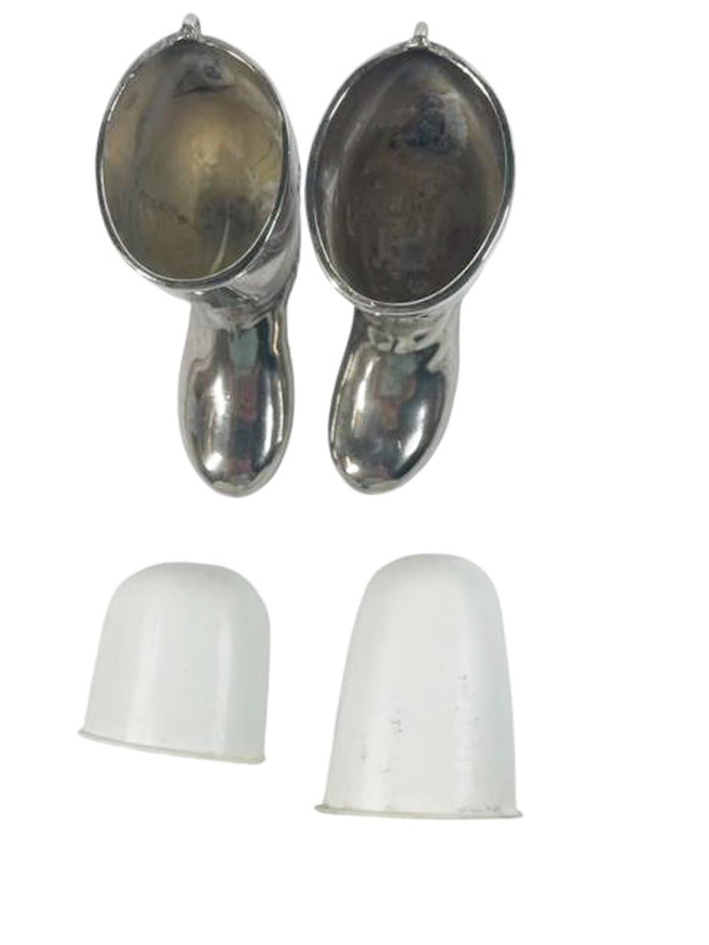 Art Deco Silver Plate Spirit Measures in the Form of a Pair of Boots For Sale 2