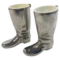 Art Deco Silver Plate Spirit Measures in the Form of a Pair of Boots