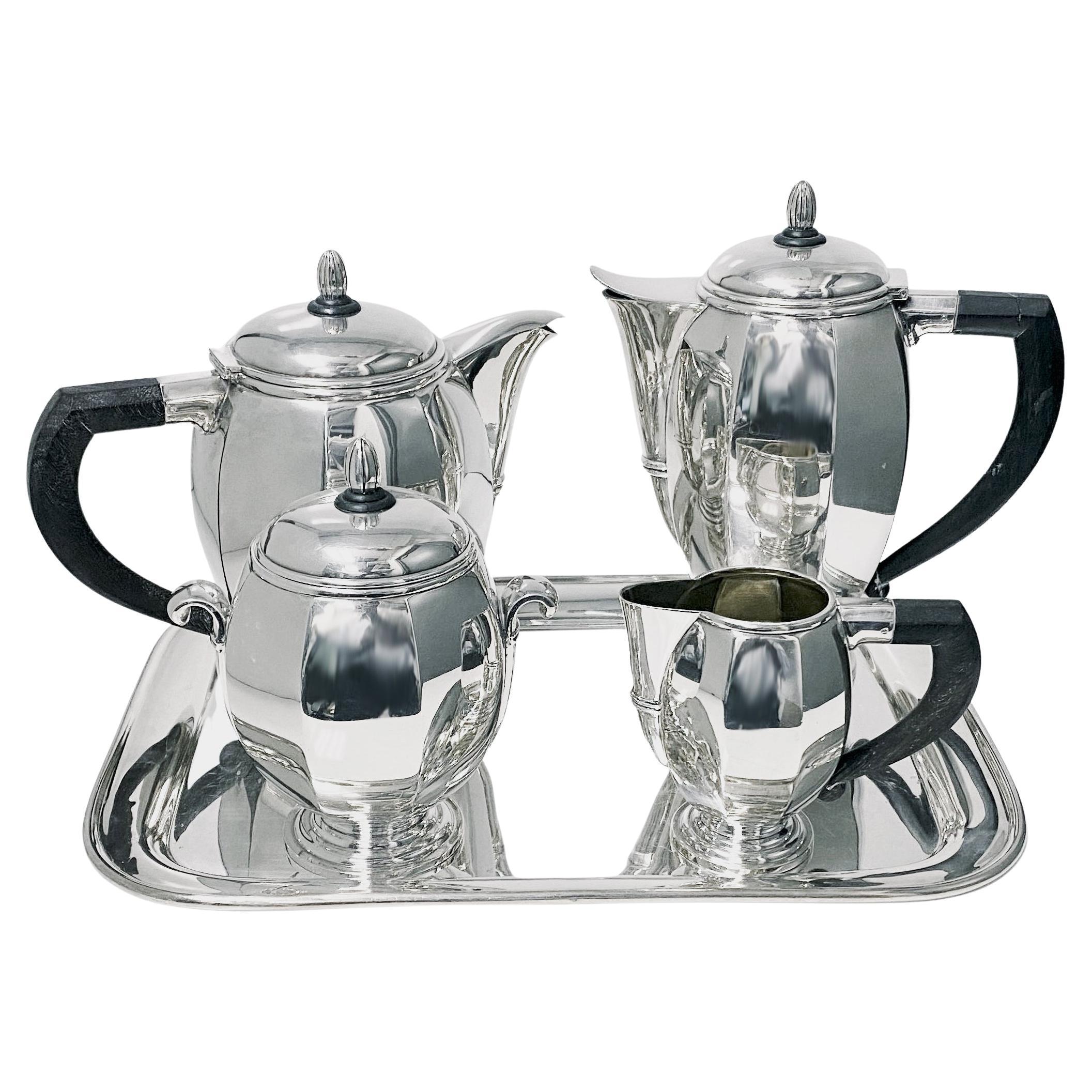 Art Deco Silver Plate Tea and Coffee Service, France C.1930