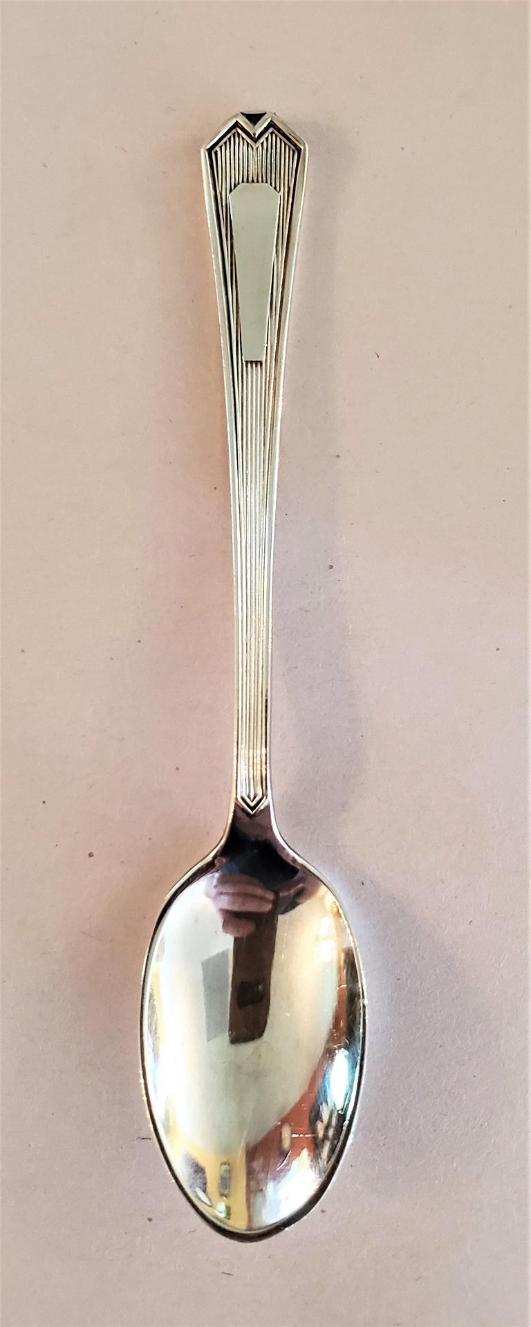 English Art Deco Silver Plate Tea Spoon Set, Walker & Hall, Sheffield
