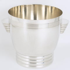 Versilberter Weinkühler im Art déco-Stil, Eiskübel des französischen Silberschmieds Desvignes