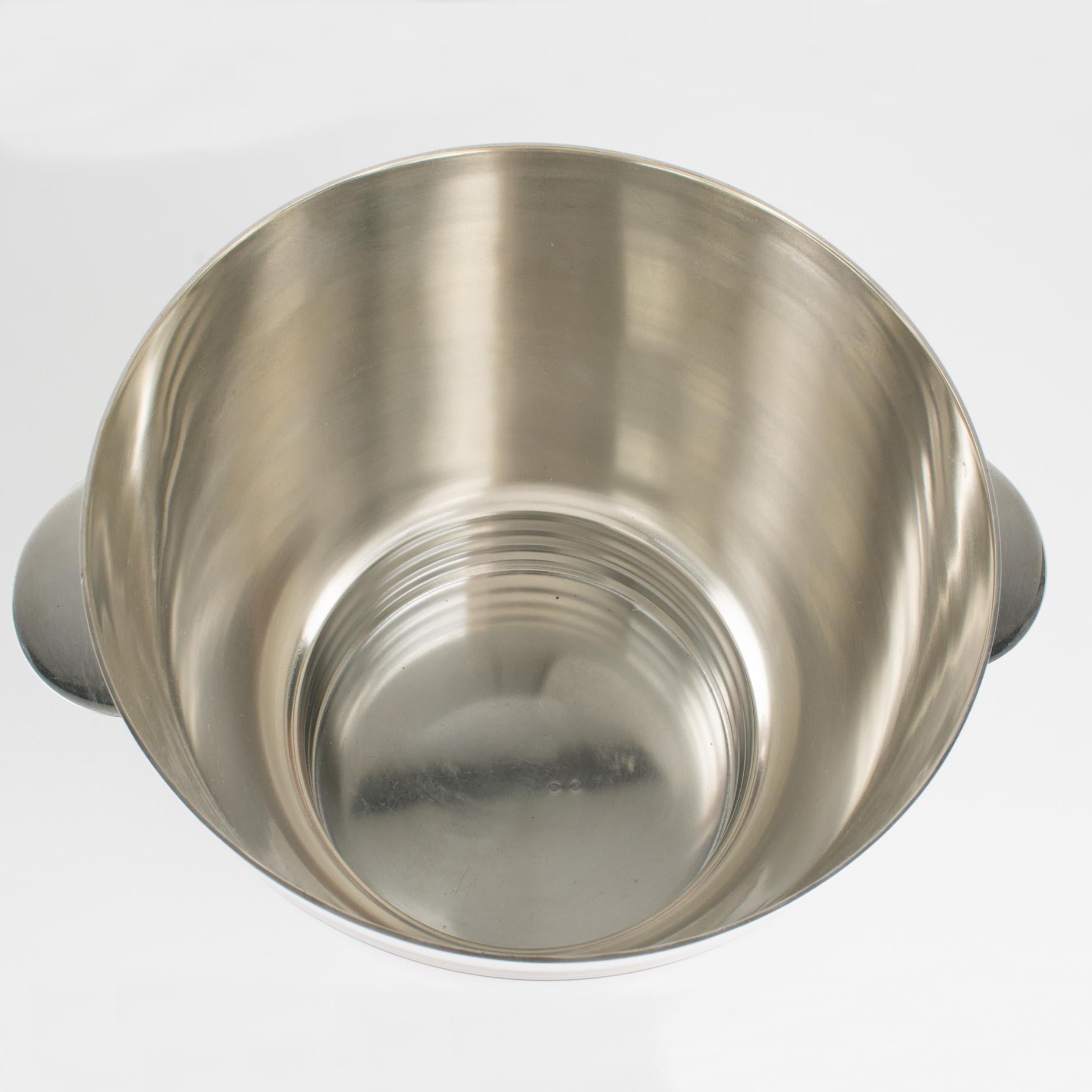 Metallo Raffreddatore per vino in argento Art Deco, secchiello per il ghiaccio dell'argentiere francese Desvignes in vendita