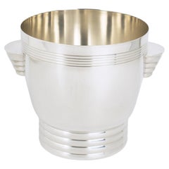Enfriador de vino Art Déco de plata, cubitera del platero francés Desvignes