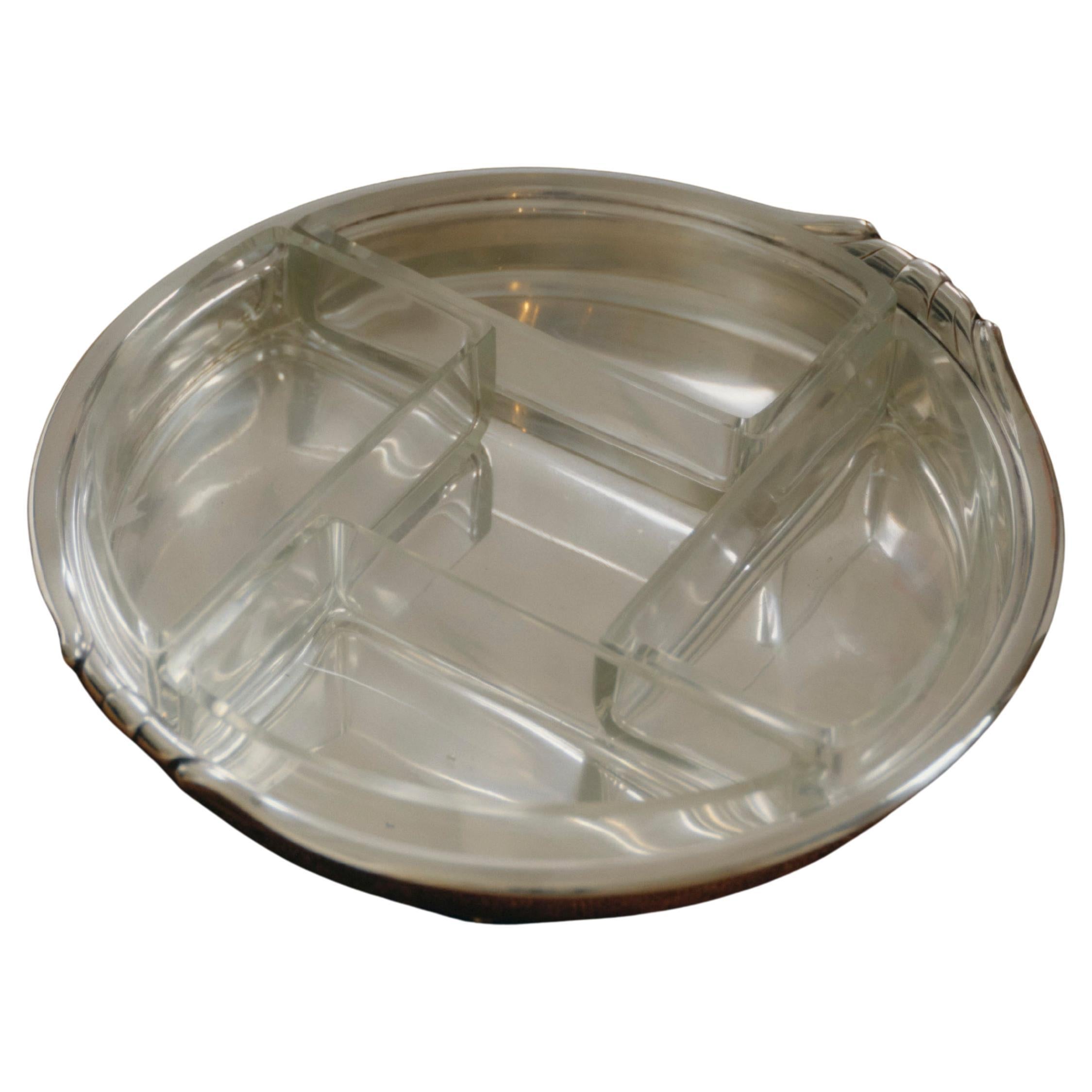 Plat à apéritif Art déco en métal argenté, années 1930