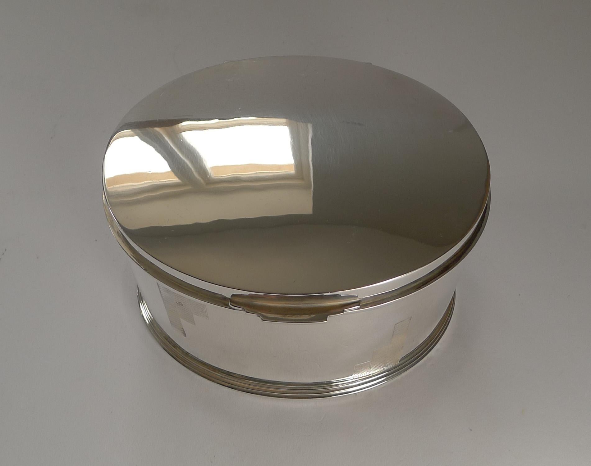 English Art Deco Silver Plated Biscuit Box by Mappin and Webb, c.1925