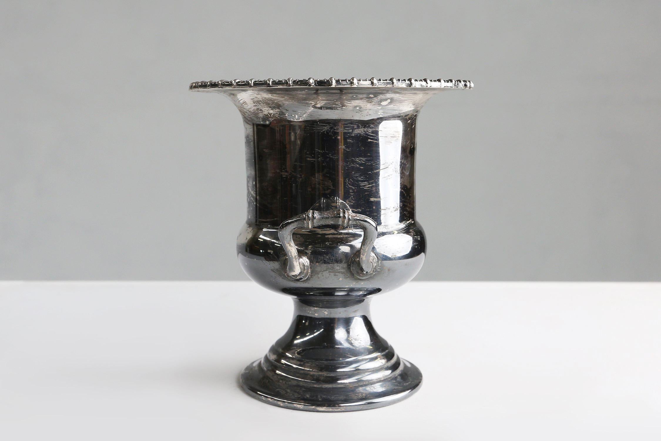 Art Déco Secchiello per il ghiaccio in ottone placcato in argento Art Deco, Francia, 1900 in vendita