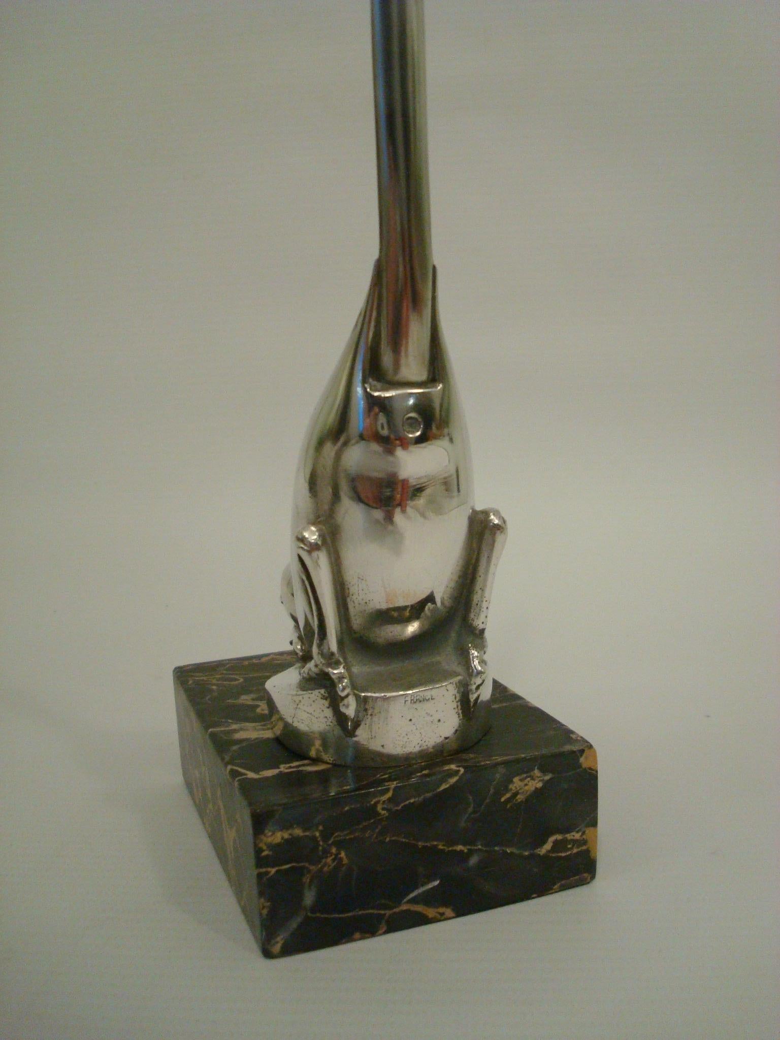 Early 20th Century Art Deco Silver Plated Bronze Birds Bookends, M. Bouraine, France, 1925 For Sale