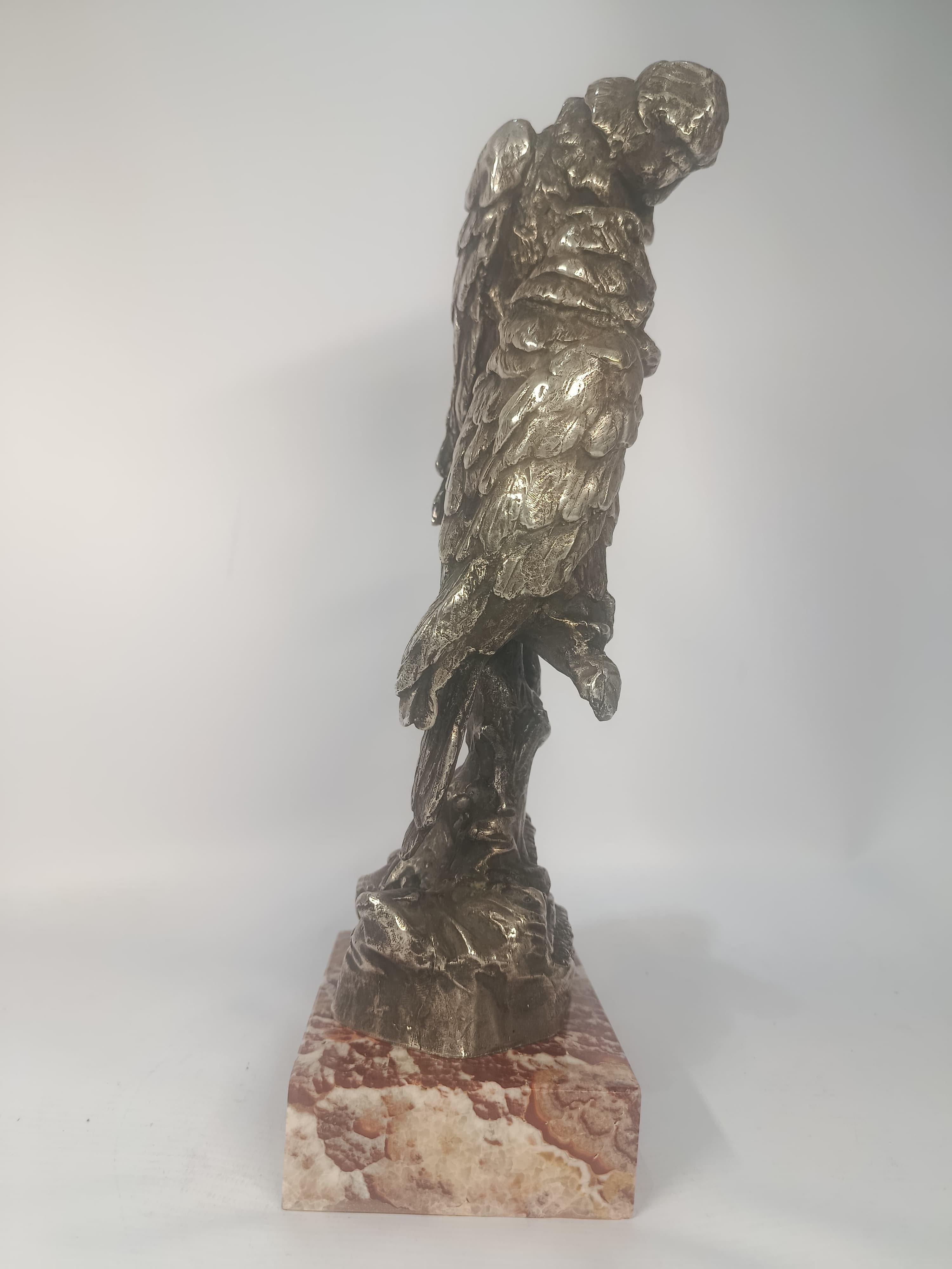 Scultura in bronzo placcato argento Art Deco Coppia di cacatua Francia in vendita 3