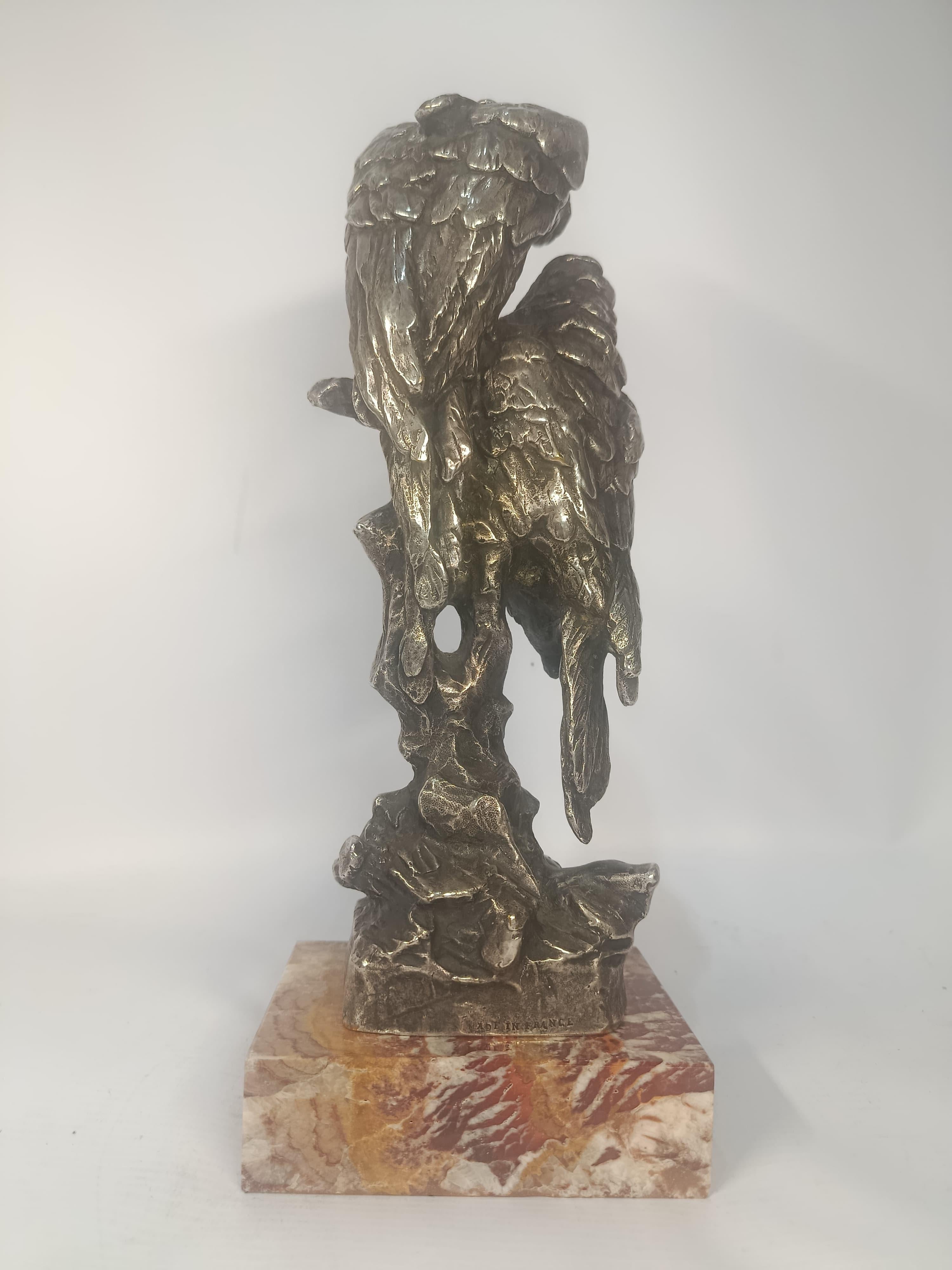 Inizio XX secolo Scultura in bronzo placcato argento Art Deco Coppia di cacatua Francia in vendita