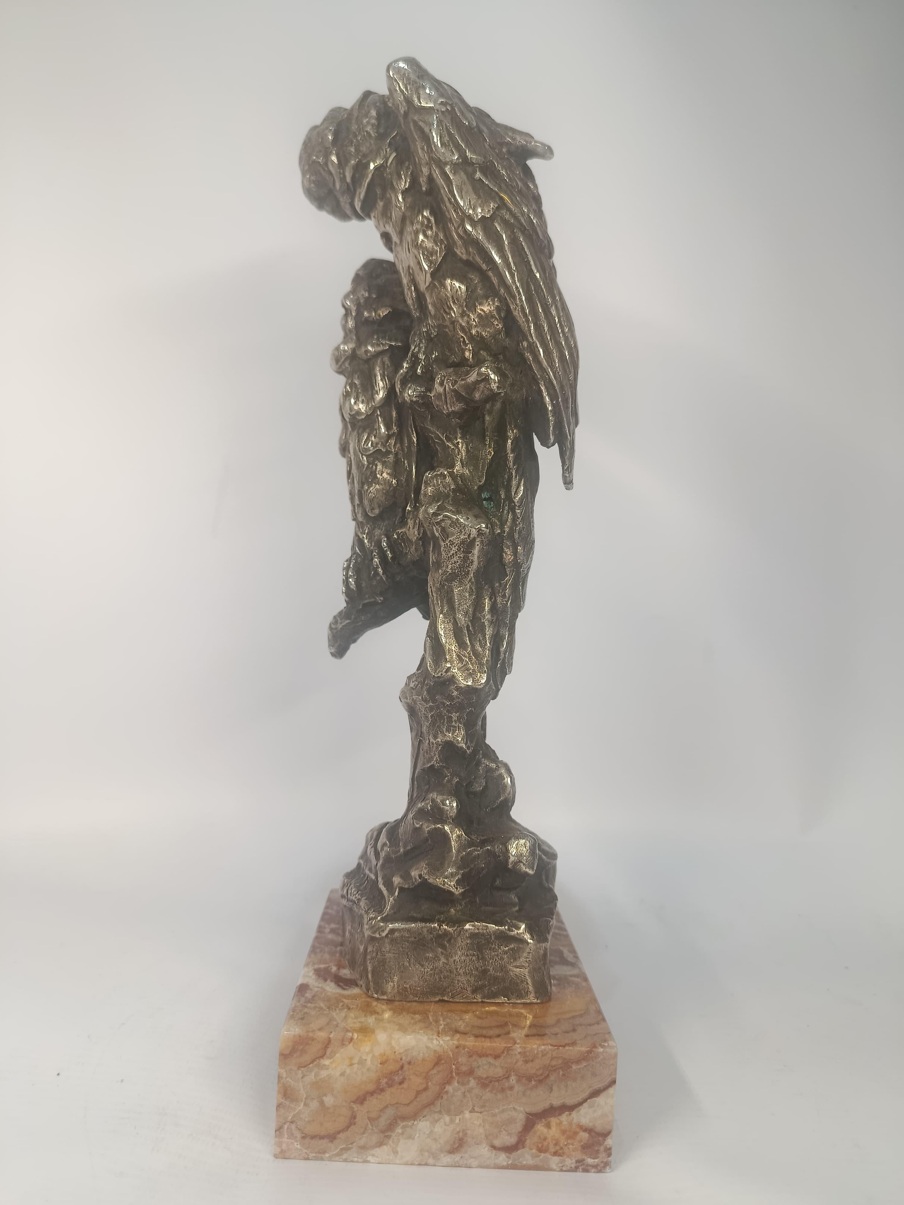 Bronzo Scultura in bronzo placcato argento Art Deco Coppia di cacatua Francia in vendita