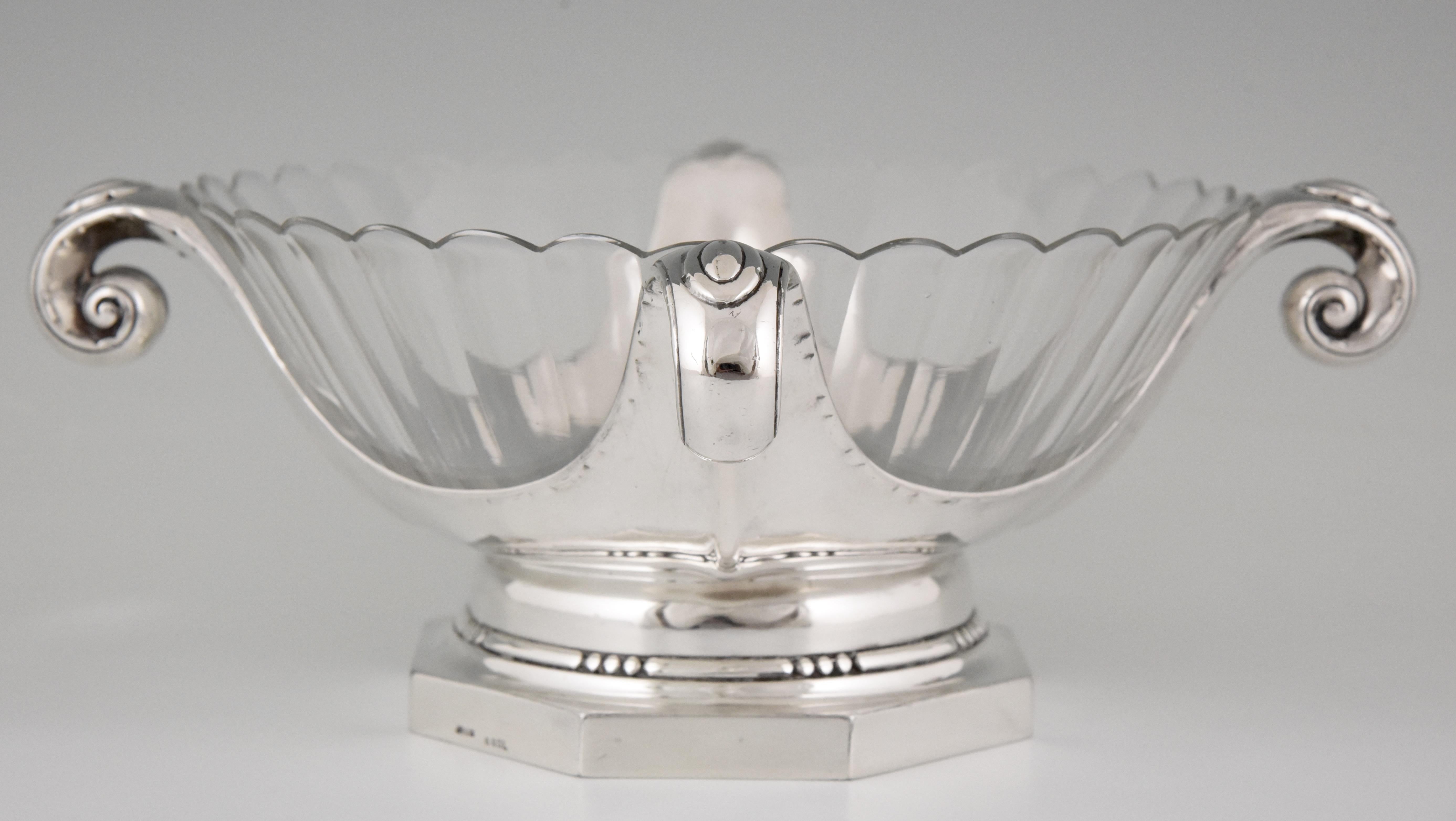 French Art Deco Silver Plated Centrepiece or Fruit Dish Gallia, Christofle Sue & Mare