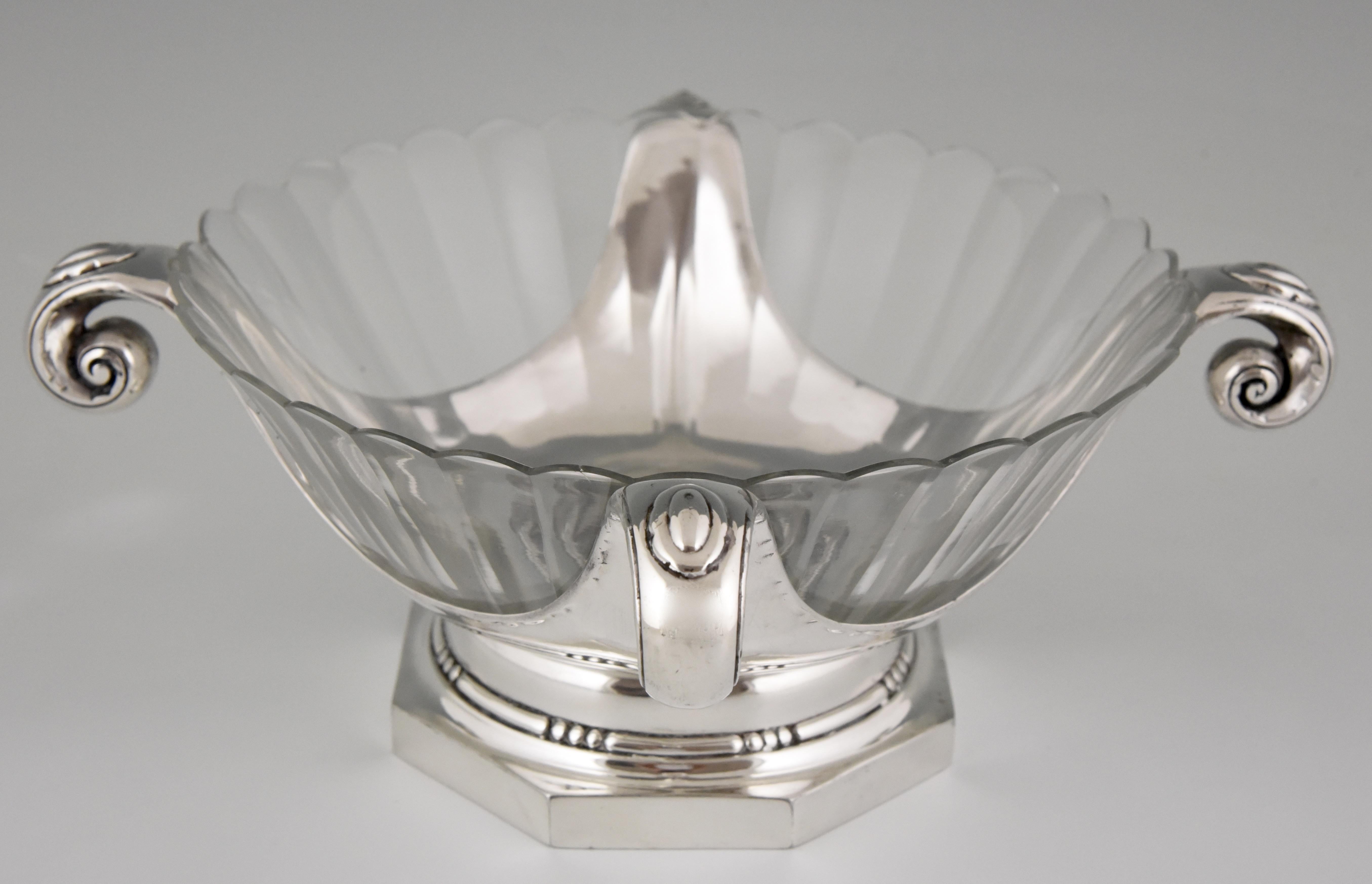 Art Deco Silver Plated Centrepiece or Fruit Dish Gallia, Christofle Sue & Mare In Good Condition In Antwerp, BE