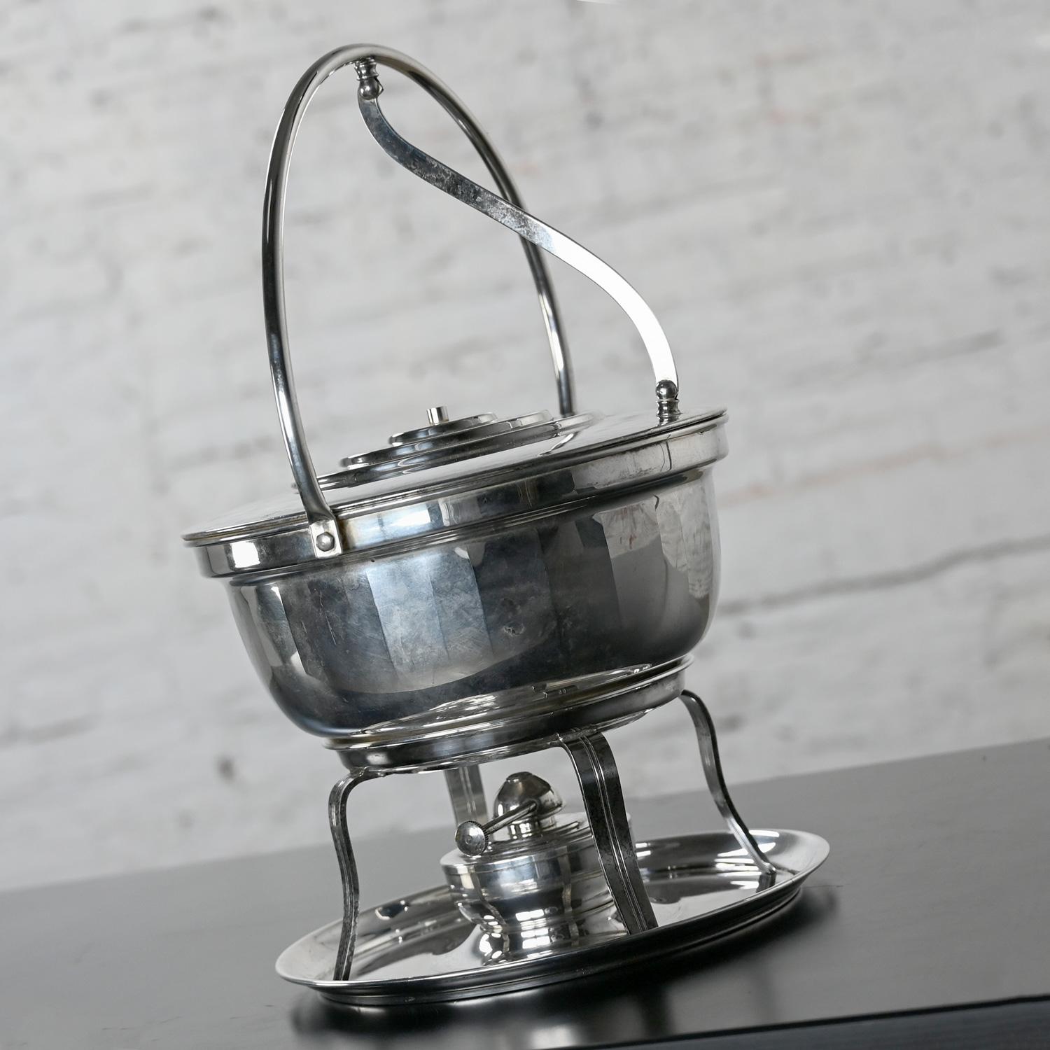 Art Deco Silver-Plated Chafing Dish Buffet Set 5 Pieces by English Silver Mfg Co en vente 5