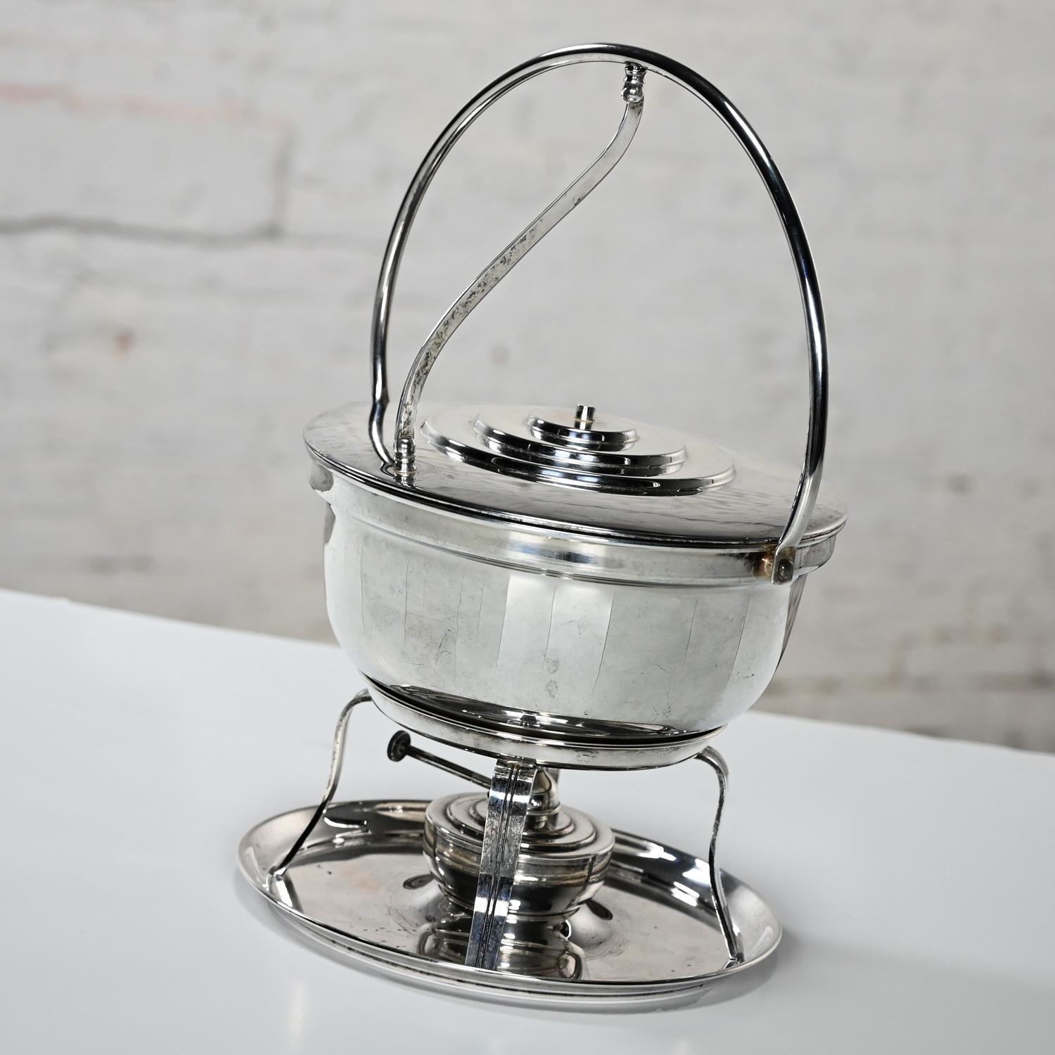 Art Deco versilbert Chafing Dish Buffet Set 5 Pieces von English Silver Mfg Co im Angebot 13