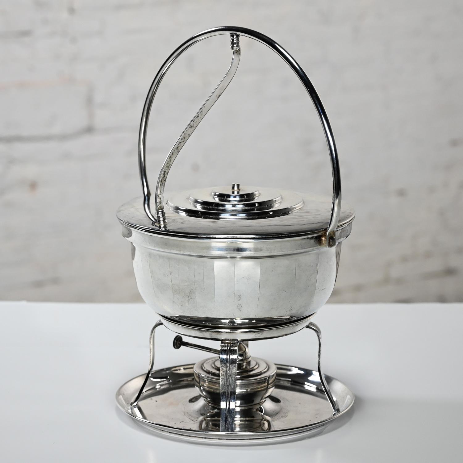 Art déco Art Deco Silver-Plated Chafing Dish Buffet Set 5 Pieces by English Silver Mfg Co en vente