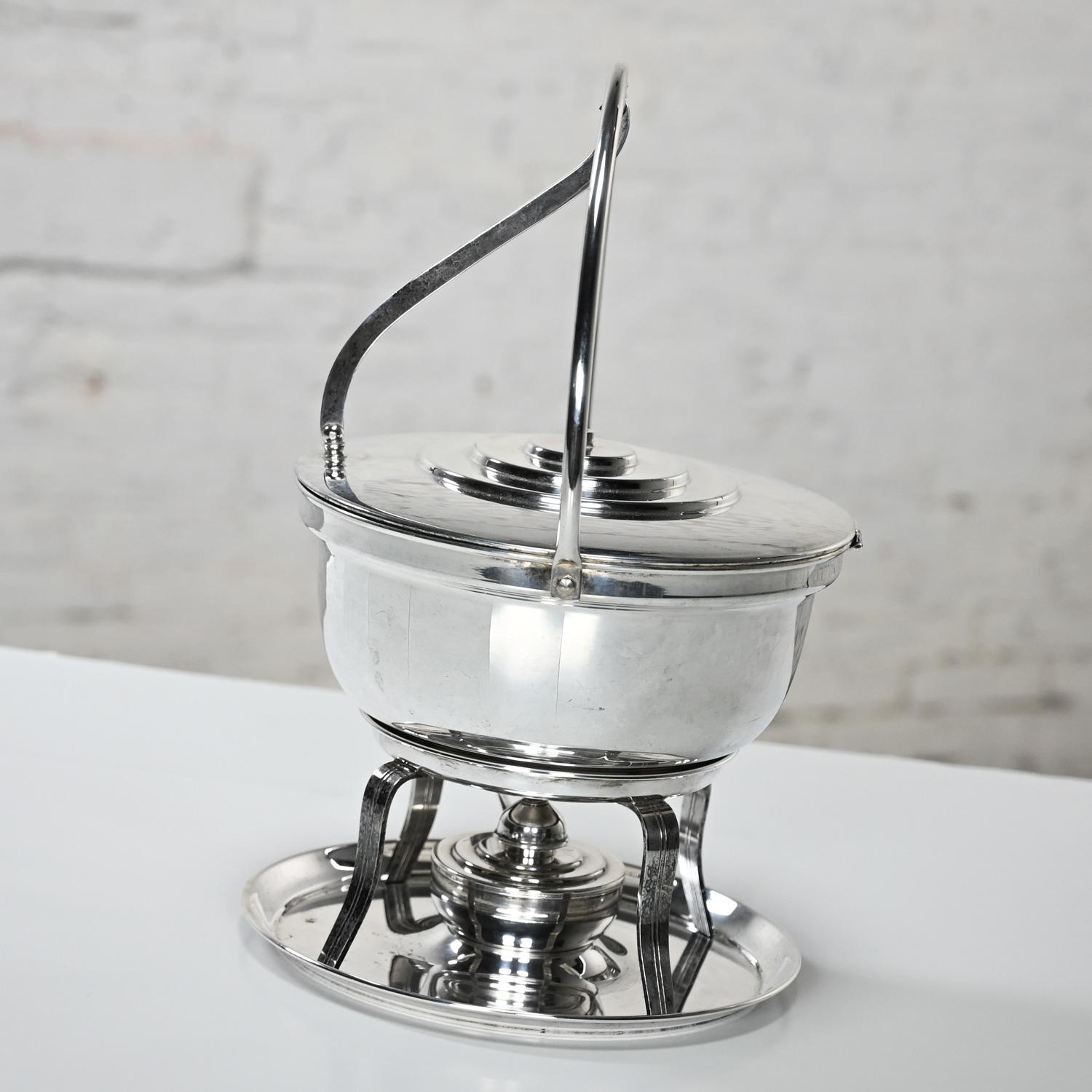 Américain Art Deco Silver-Plated Chafing Dish Buffet Set 5 Pieces by English Silver Mfg Co en vente